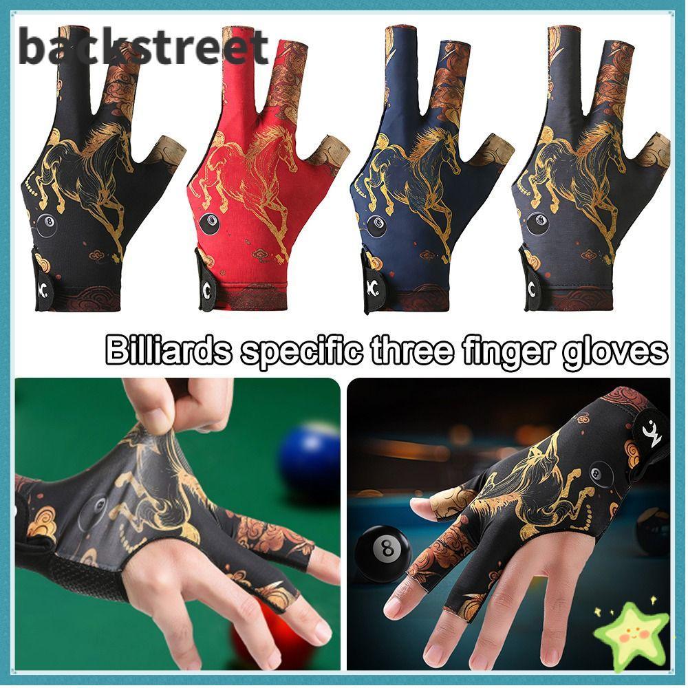 BACKSTAGEDV ถุงมือบิลเลียดครึ่งนิ้วยืดหยุ่นและระบายอากาศได้ดี สินค้าสำหรับมือซ้าย เพิ่มความปลอดภัยในการเล่นสนุ๊กเกอร์