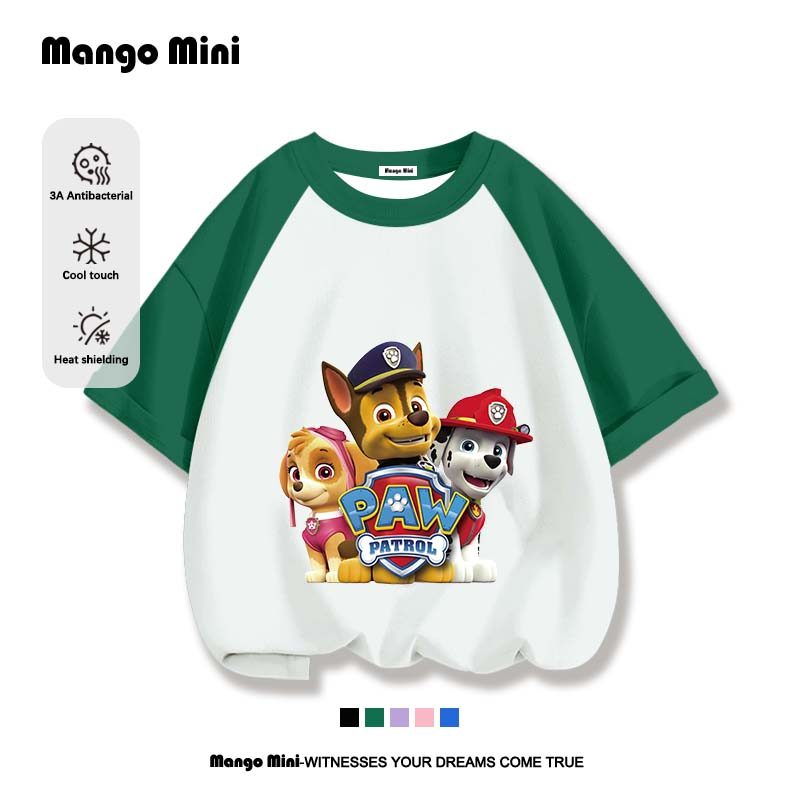 เสื้อเด็ก PAW Patrol ใส่สบาย ไม่หด เสื้อยืดแขนสั้นสำหรับเด็ก อายุ 3-15 ปี อนิเมะ (จัดส่งตลอด 24 ชั่วโมง)