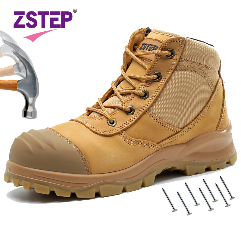 ZSTEP รองเท้าทํางานหัวเหล็กสําหรับผู้ชายเคฟล่าร์รองเท้าเพื่อความปลอดภัยพื้นรองเท้าปานกลางแบบป้องกันก