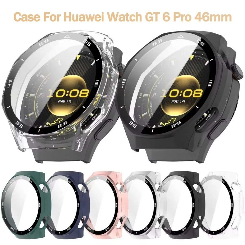 เคสป้องกันพร้อมหน้าจอกระจกนิรภัย 2-in-1 สําหรับ Huawei นาฬิกา GT 6 Pro ฝาครอบกันชนสําหรับนาฬิกา Huawei GT6Pro 46 มม.นาฬิกาอุปกรณ์เสริม