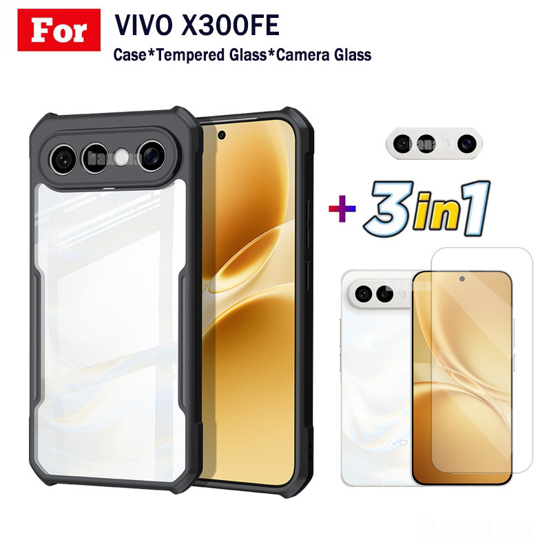3 in 1 Vivo X300 FE เคสโทรศัพท์กันกระแทกสําหรับ Vivo X200 FE V70 FE V70Elite HD กระจกนิรภัยป้องกันหน