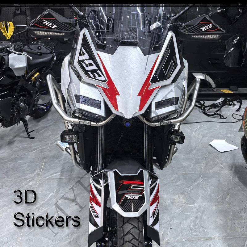 สําหรับ Zontes ZT703-F ZT-703F ZT 703F 703 F ผจญภัยถัง Pad Cap Grips สติกเกอร์เข่า Decals Protector 