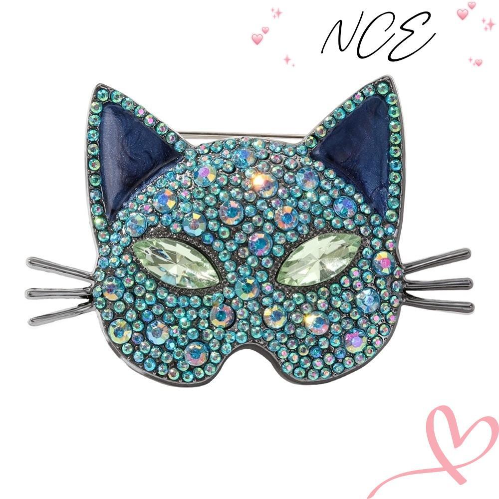 NCE เข็มกลัดหัวแมว,หมุดเข็มกลัดประกายวินเทจ,สร้างสรรค์น่ารักอเนกประสงค์หรูหราคอ Pin ผู้หญิง