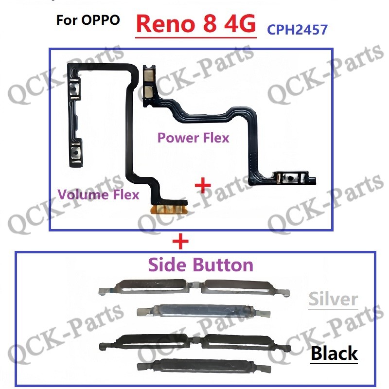 สําหรับ OPPO Reno 8 Reno8 4G CPH2457 ปริมาณด้านข้างปุ่ม Flex Cable Keys Replacement Part
