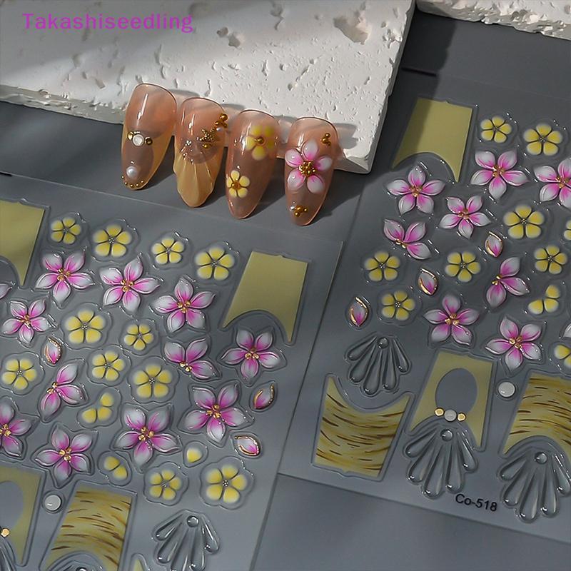 (Takashiseedling) Wearable Nail Art Stickers Free Hand-Painted 3d Sculpted Nail Art Stickers Flower 