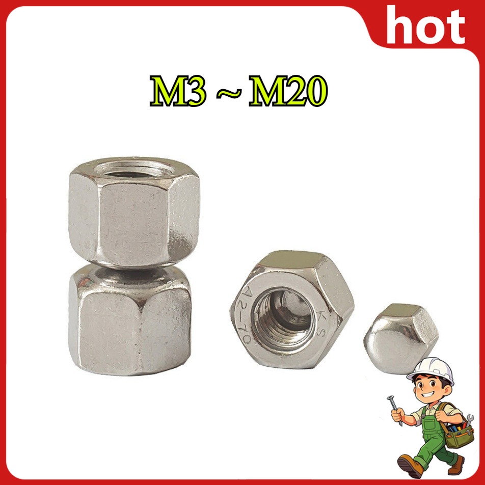 DIN917 304 สแตนเลสสตีลสั้นหัวหมวกNutหกเหลี่ยมหมวกBlind Holeตกแต่งNut CapประเภทM3M4M5M6M8M10M12~ M20M