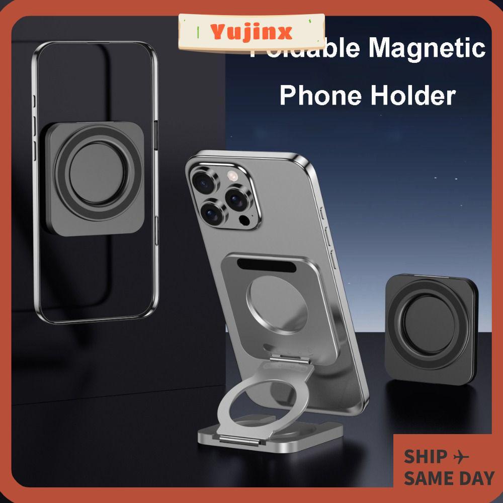 ที่วางโทรศัพท์แม่เหล็ก YUJINX สําหรับขายึดระบบนําทางในรถยนต์แบบพับได้ Magsafe ขาตั้งแท็บเล็ตสองด้านอ