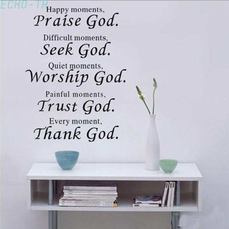 【ECHO】Praise God Wall Stickers Living room Black Decals Vinyl Quote Art Word Decor【Echo-baby】