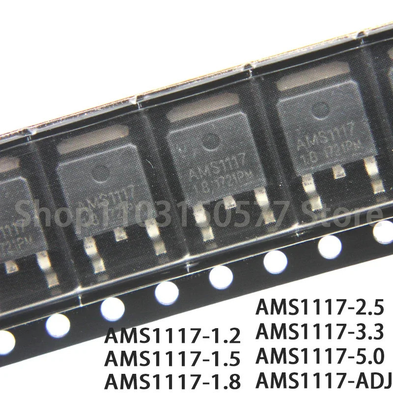 5PCS AMS1117-1.2 AMS1117-1.5 AMS1117-1.8 AMS1117-2.5 AMS1117-3.3 AMS1117-5.0 AMS1117-ADJ SOT-252 ชิป