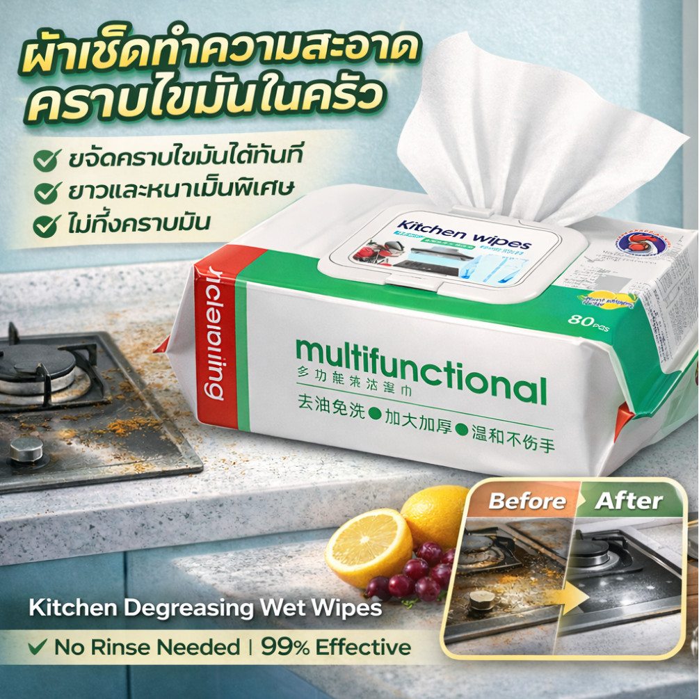 หนาพิเศษ/ยาวพิเศษ ผ้าเช็ดทำความสะอาดคราบไขมันในครัว/ขจัดคราบน้ำมันทันที/ผ้าเช็ดทำความสะอาดที่ดูดซับน้ำมันได้ประสิทธิภาพสูง/ผ้าเช็ดทำความสะอาดอเนกประสงค์ 80 ชิ้น