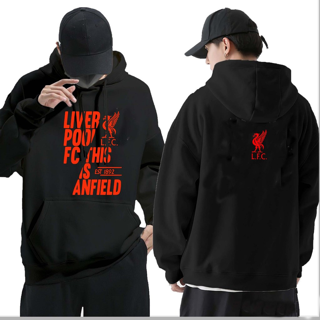เสื้อฮู้ดดี้ Liverpool Football Club  2024/25 Champions Hoodie ผ้าCotton 100% ใส่สบาย ไม่หด ไม่ย้ฤดูร้อนผ้าฝ้ายแท้