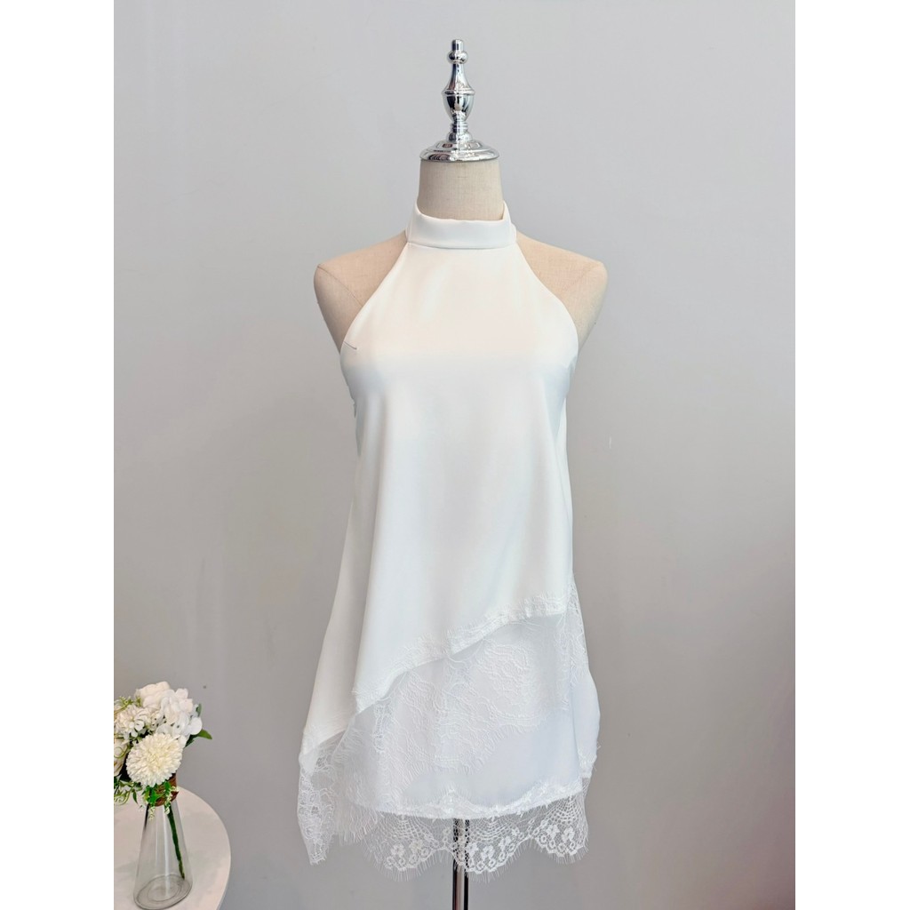 S102 -ชุดเซ็ตซาติน แต่งลูกไม้ เสื้อคอเต่าชายเฉียง แมทกระโปรง - รูปที่ 4