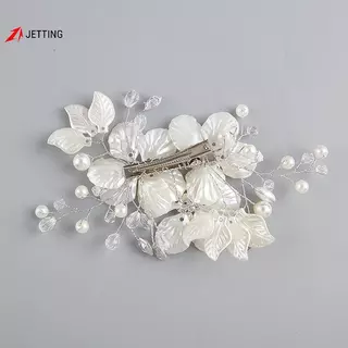 FSTH เจ้าสาวคริสตัลมุกดอกไม้ดอกไม้ Barrette ผมอุปกรณ์จัดงานแต่งงาน HH