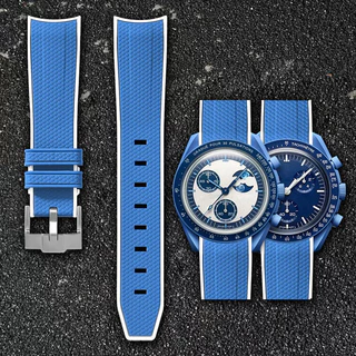 สายนาฬิกาปลายโค้ง 20 มม. สําหรับ Omega XS * นาฬิกา Joint MoonSwatch สายรัดข้อมือกีฬายางซิลิโคน Seamaster 300 สร้อยข้อมือ