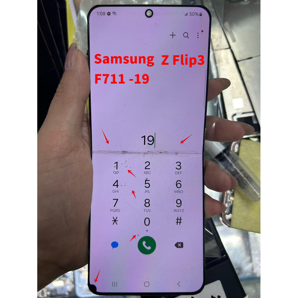6.7 นิ้ว super amoled รอยขีดข่วน dot line สําหรับ samsung Z Flip3 F711 จอแสดงผล LCD Touch Screen Ass