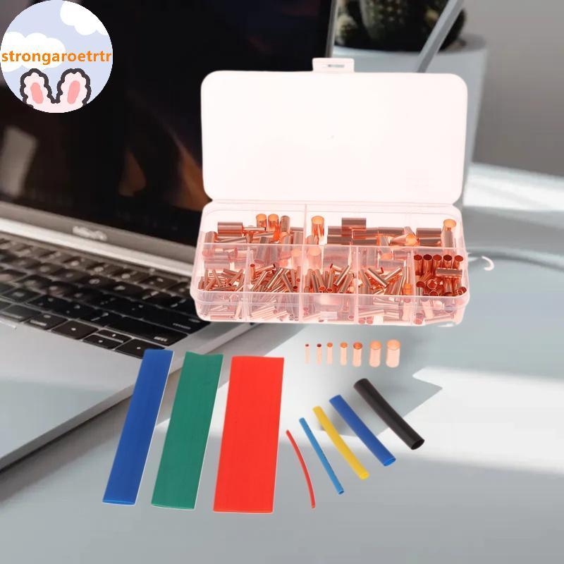 Strongaroetr 125/250/414/578 ชิ้น Non ฉนวนไฟฟ้า Butt Terminal Assortment ชุดลวด Ferrules ชุด 7 ขนาดท