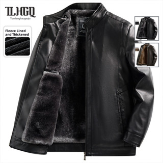 TLHGQ เสื้อแจ็คเก็ตหนังเทียมทรงหลวม สไตล์ลำลอง ใส่สบายสำหรับ…