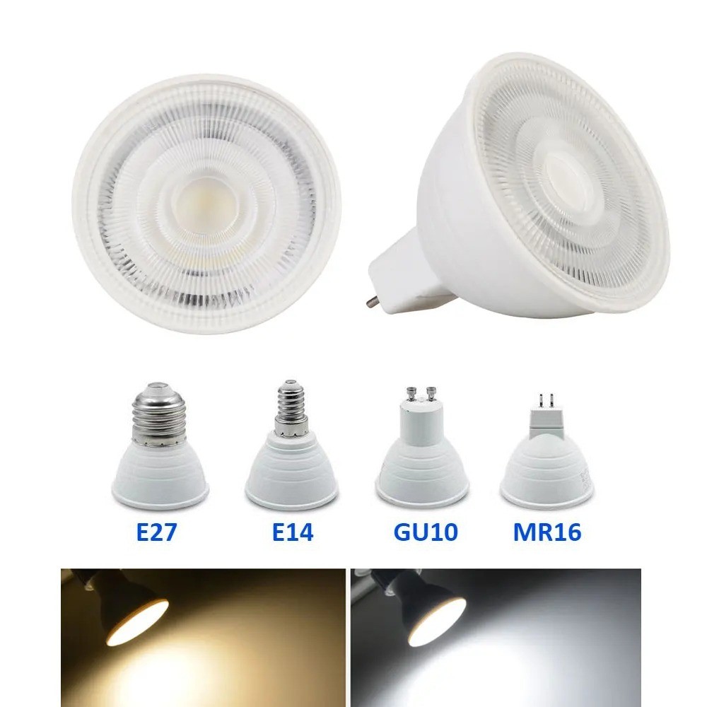 LED Spotlight หลอดไฟ E27 E14 MR16 GU10 220V Beam มุม 24 120 องศา Bombillas หลอดไฟ LED COB Spot Light