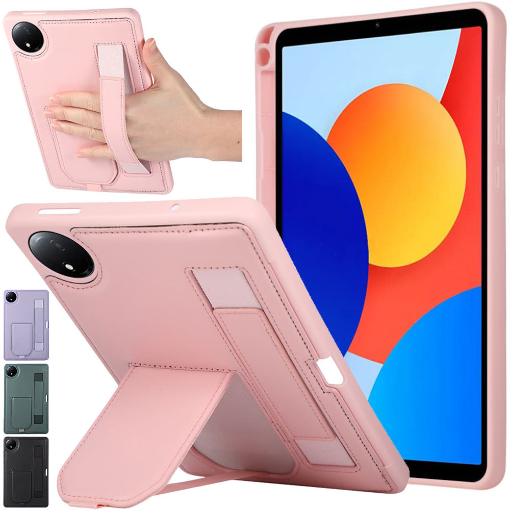 สําหรับ Xiaomi Redmi Pad SE 8.7 นิ้วกรณี 2024 สายคล้องมือ,ที่ใส่ดินสอ,แนวนอนและแนวตั้งกันกระแทก Soft TPU ฝาหลังหนัง
