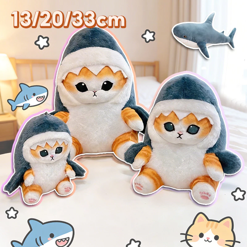 COD ตุ๊กตาผ้า รูปแมวฉลามน่ารัก หมอนตุ๊กตา ตุ๊กตาฉลาม ของเล่นสําหรับเด็ก ของขวัญวันเกิด