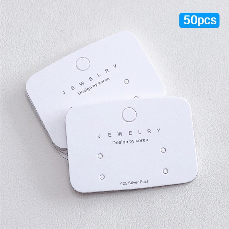 กระดาษแข็งสีขาว 50 ชิ้น สำหรับบรรจุต่างหูและสร้อยข้อมือ DIY พร้อมป้ายราคา