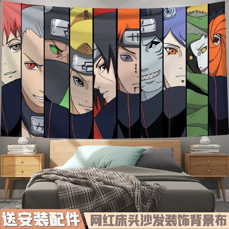 อะนิเมะญี่ปุ่น Naruto ผ้าพื้นหลัง Naruto Sasuke Xiao Organizational Tapestry หอพักนักเรียนตกแต่งผนังผ้าติดผนัง
