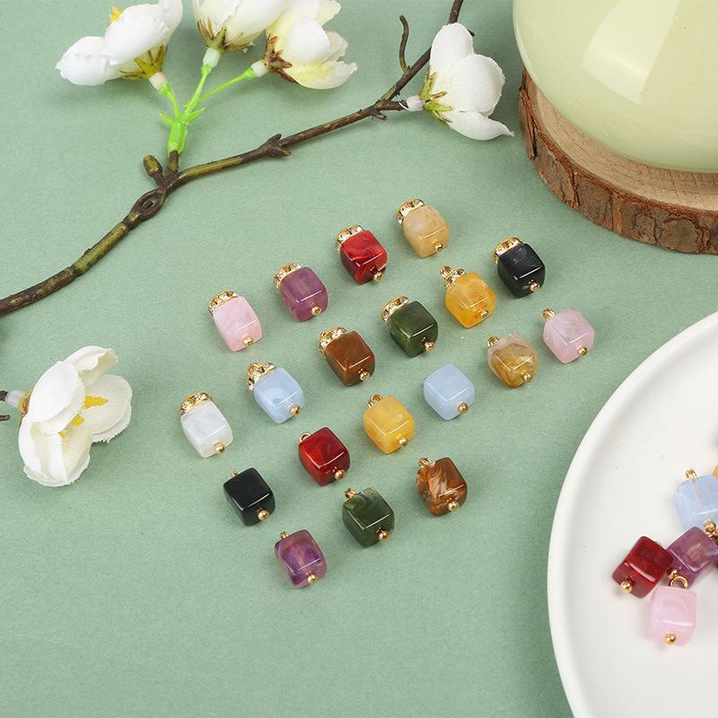 สไตล์แห่งชาติเลียนแบบหยกสีตาราง butto 国风 im石彩色方形扣新中式盘扣复古汉服装衬衣扣子122QQ