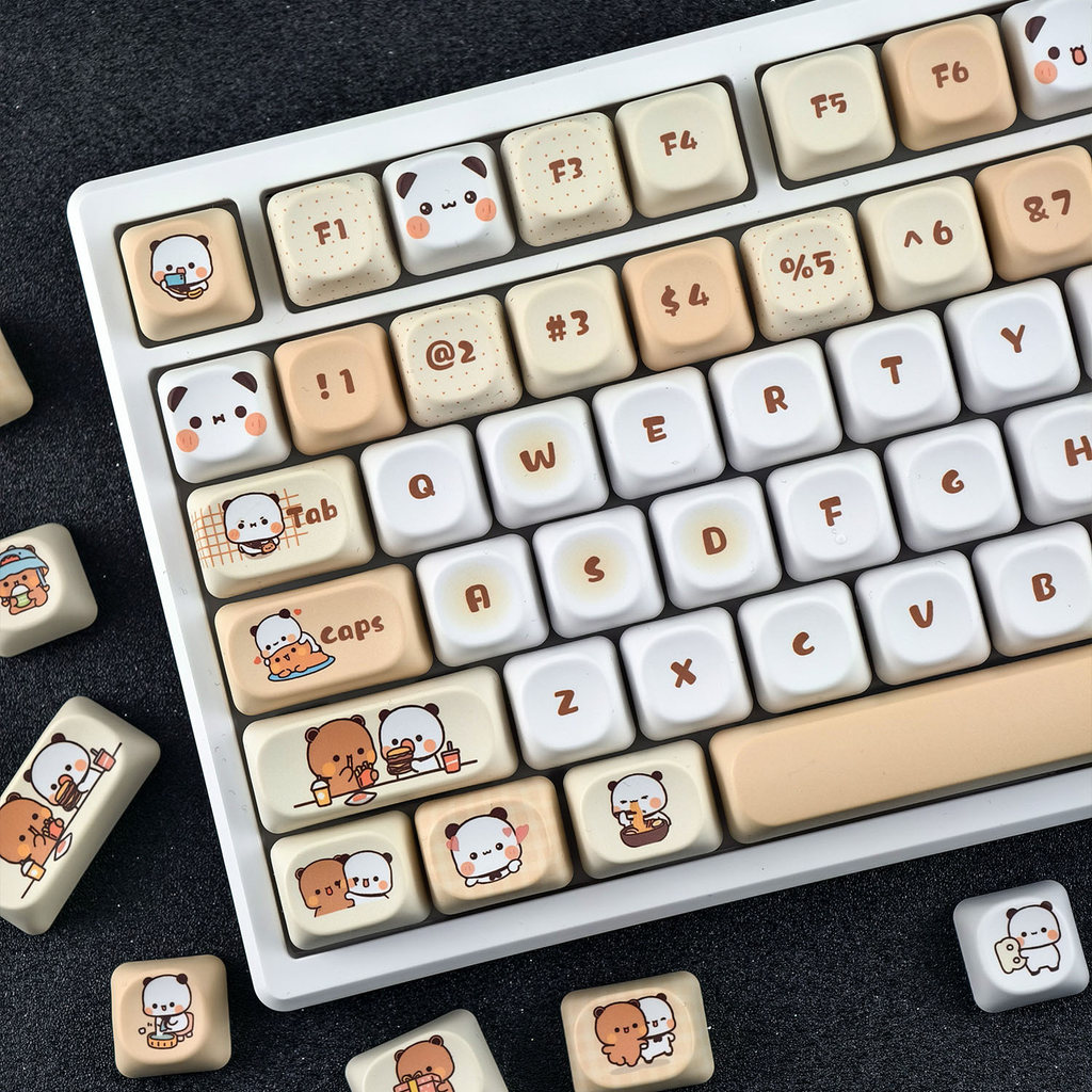 MAIMOOO Yier Bubu Keycap MOA/เชอร์รี่โปรไฟล์ 120 คีย์ PBT Dye Sublimation Aula F75 F99 RK100 การ์ตูน Keycaps หมีน่ารัก Keycap