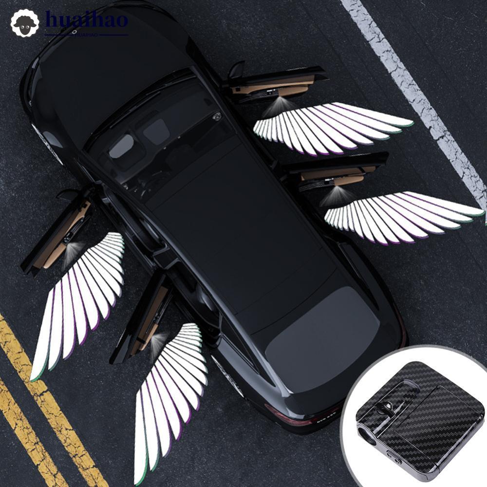 HUAIHAO 2 ชิ้น/4 ชิ้นรถประตูโปรเจคเตอร์ LED Angel Wings Courtesy Shadow ไฟไร้สายอุปกรณ์เสริมรถ C3J7
