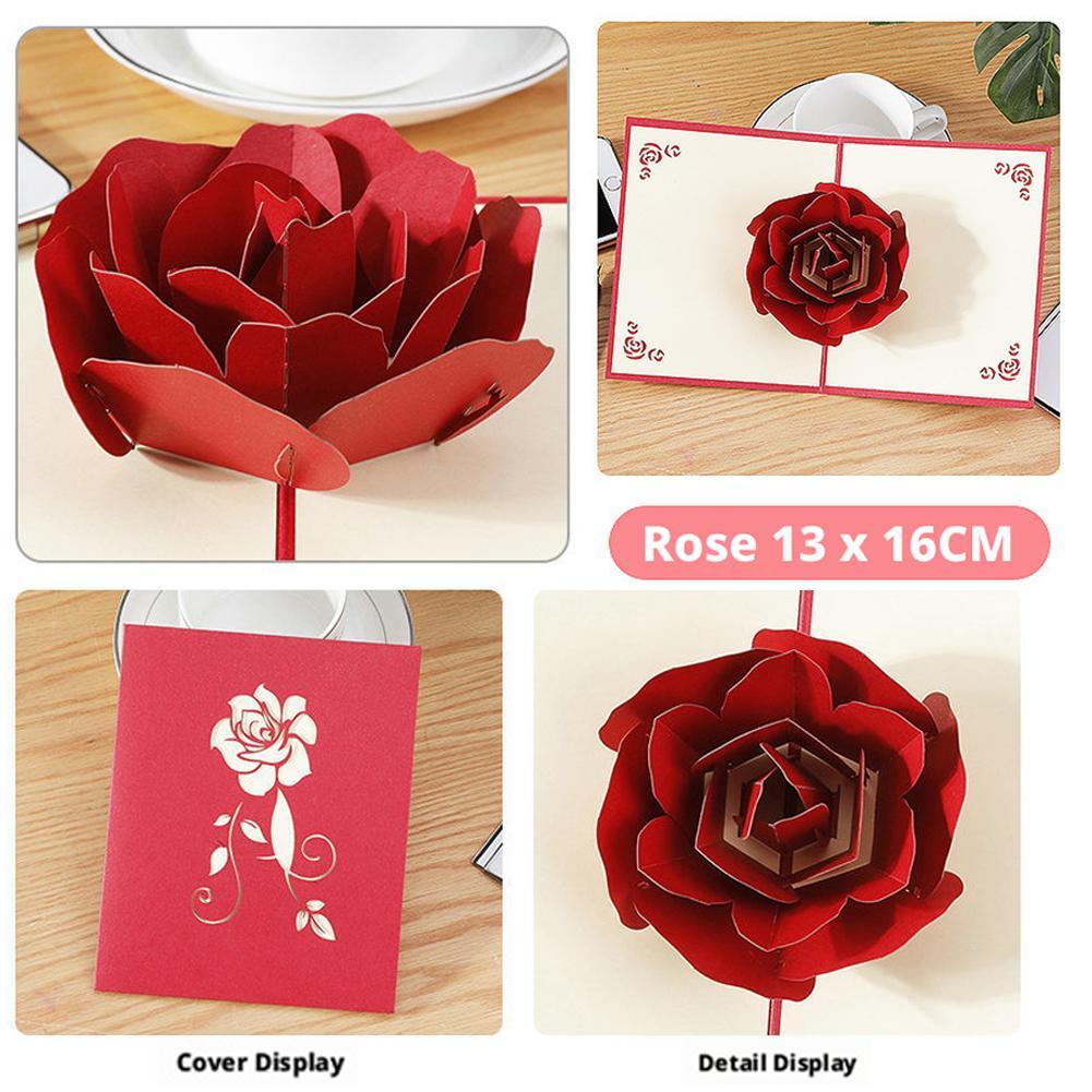 วันวาเลนไทน์ Pop Up Card 3d Rose Design Pop Up Anniversary Card โรแมนติก Keepsake สําหรับ N6f2