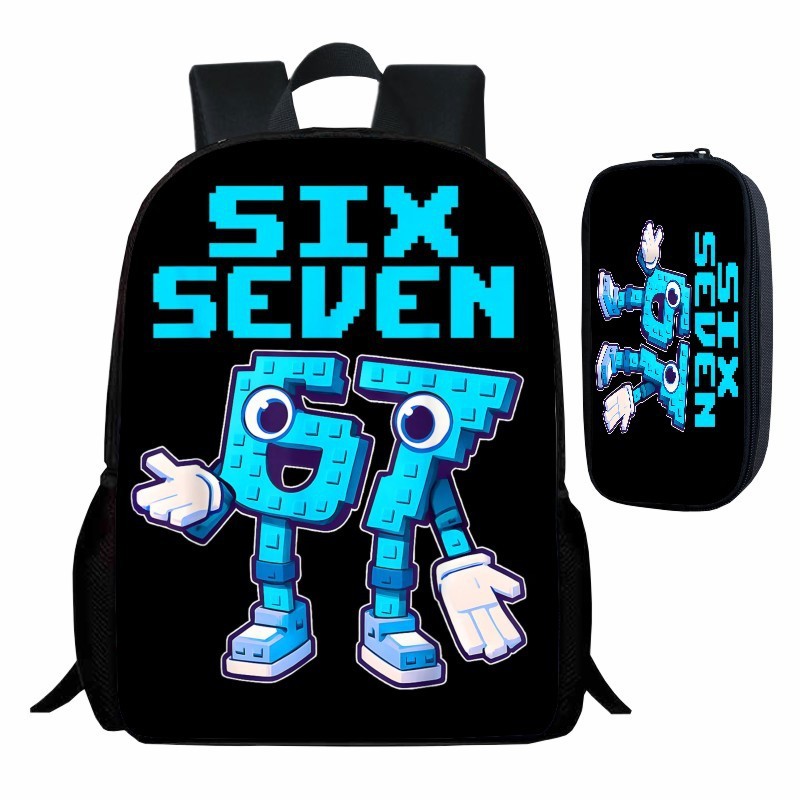 2 ชิ้น/ชุด กระเป๋าเป้สะพายหลังเด็ก + กระเป๋าดินสอ 67 3D การ์ตูน กระเป๋านักเรียนประถม สะดวกสบายทนทาน