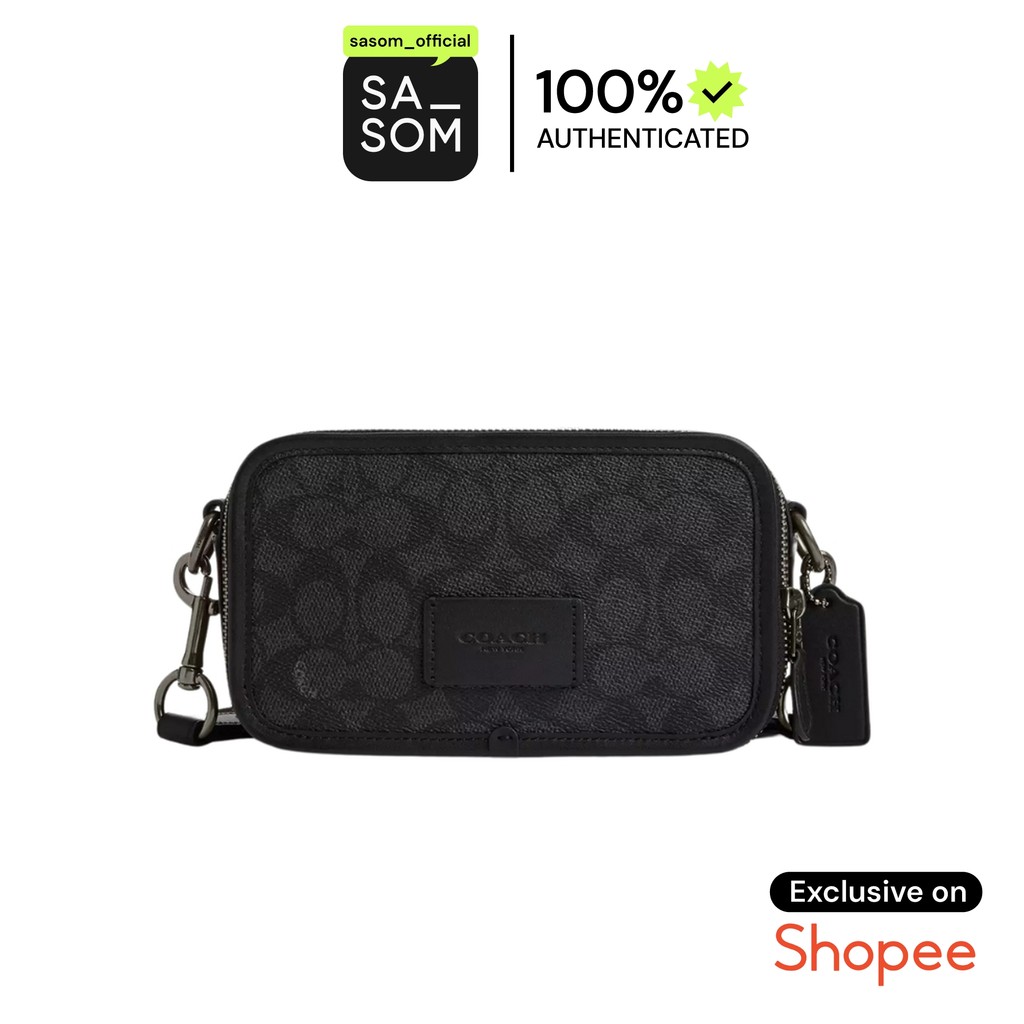 Coach Wyatt Crossbody Bag In Signature Canvas Black | ของแท้ ตรวจสอบโดย SASOM