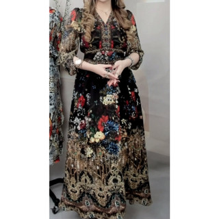 [Clearance] FADFAD | Dress Wanita Lengan Panjang | Gaun Dress Model A-Line | Full Motif Print Floral | Gaya Korea Kasual Santai | OOTD Hijab Pakaian Cewek | Baju Pesta Kondangan Elegan | Outfit Daily Hangout Modis | Import Premium Terbaru Kekinian Cantik