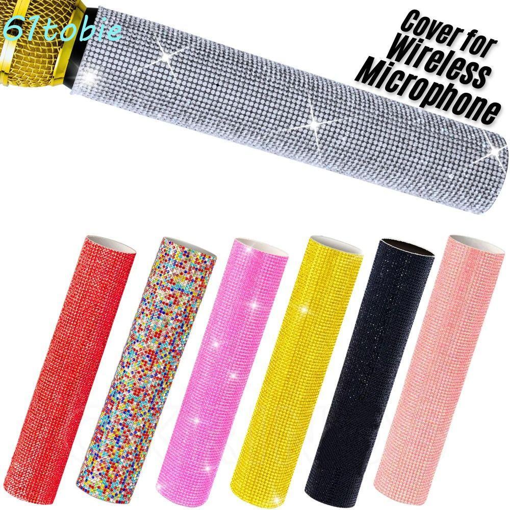 TOBEE Rhinestones ฝาครอบไมโครโฟน,ไมโครโฟนไร้สายทองเงินไมโครโฟนตกแต่ง,การถ่ายภาพงานแต่งงาน Bling Sparkly เครื่องประดับ Mic Handle Sleeve Stage Party ราคา ถูกที่สุด ดีลบีเคเค