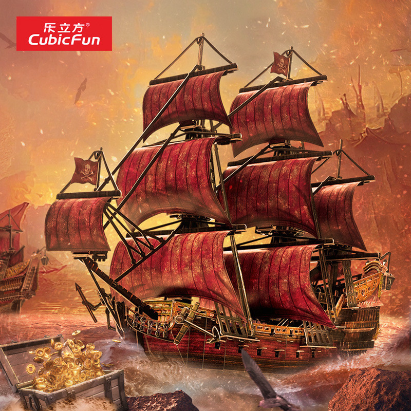 Le Cube Anniversary Edition Queen Annie Revenge Pirate Ship D ปริศนาสามมิติเรือรุ่นประกอบความยากสูง