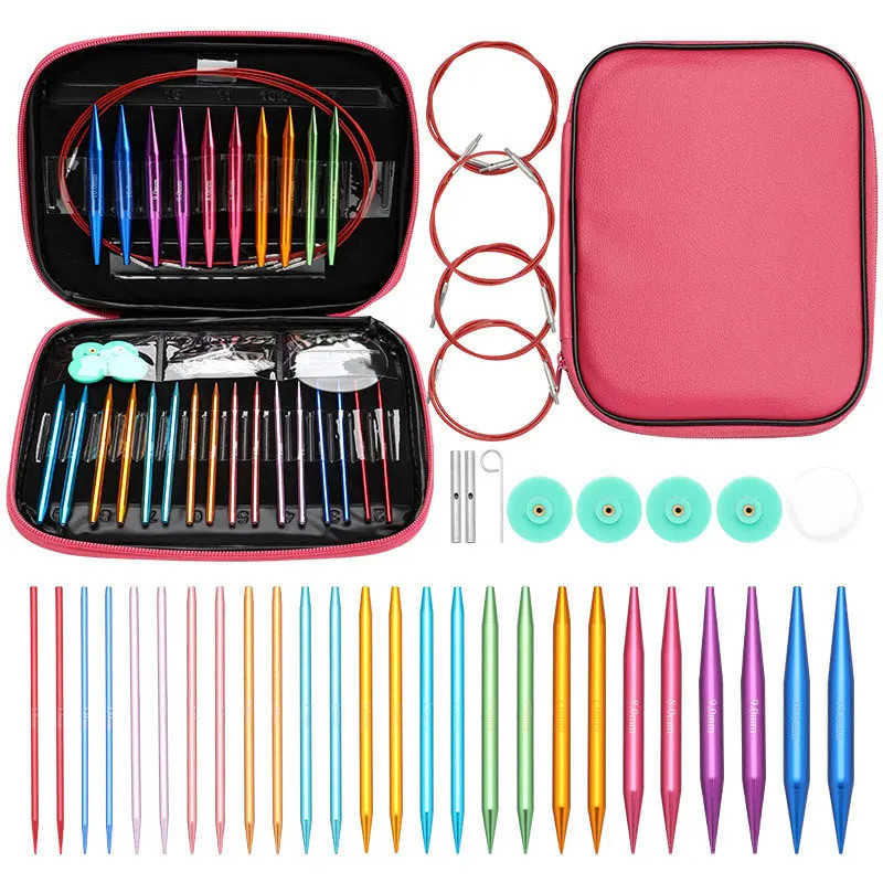 Circular Knitting Needles Set 26 Pcs Interchangeable Crochet Needles For Crochet Yarn Knitting Acces