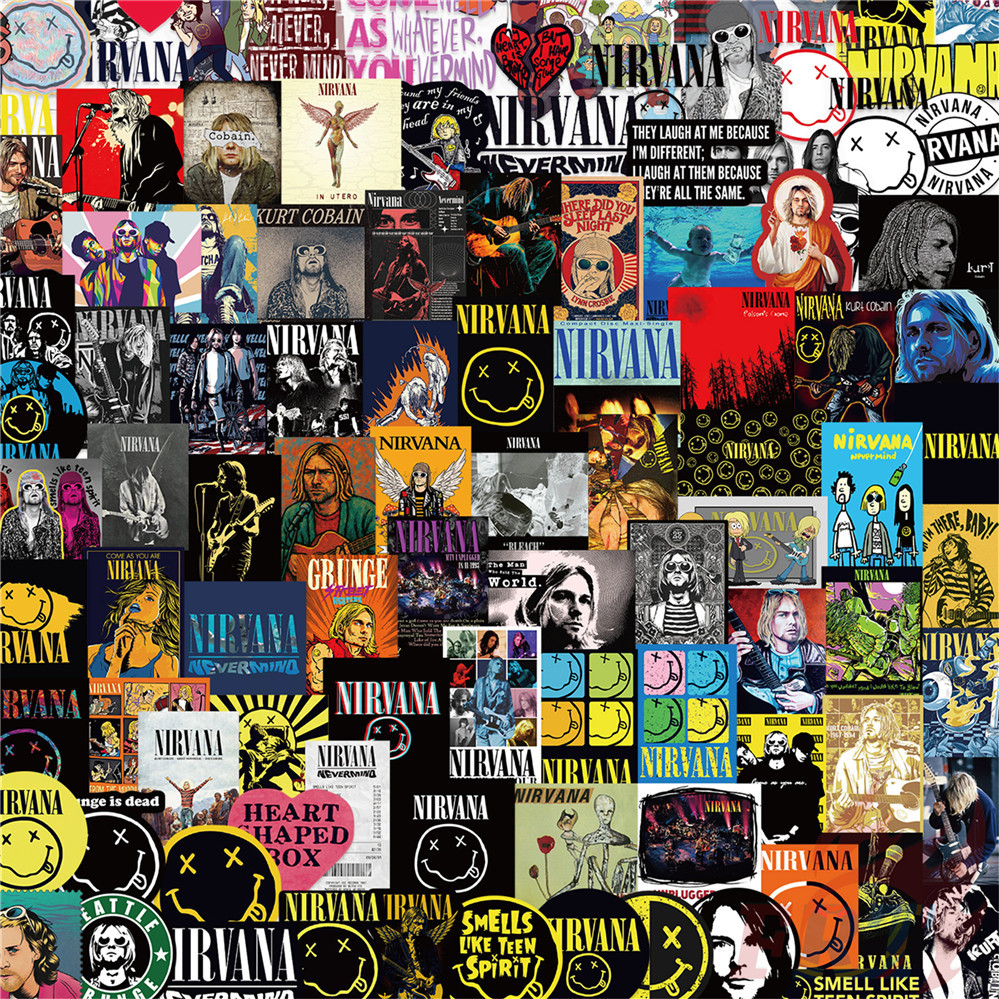 105ชิ้น/เซ็ต ❉ วงร็อค . สติ๊กเกอร์ Nirvana PET ❉ แฟชั่น DIY สติ๊กเกอร์กันน้ํา Doodle สติ๊กเกอร์