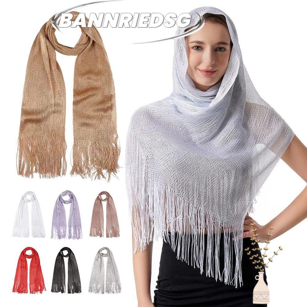 ผ้าพันคอไหมเงินทอง, ผ้าพันคอไหมเงางามพร้อมกลิตเตอร์ lace สำหรับหน้าร้อนและหน้าฝน