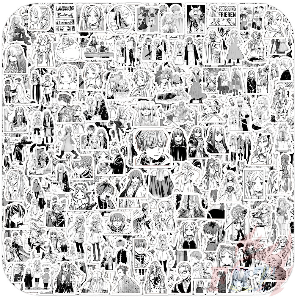 135ชิ้น/เซ็ต ☆ Frieren: Beyond Journeys End Q-2 Classical Black & White Mini Diary Manual Stickers ☆