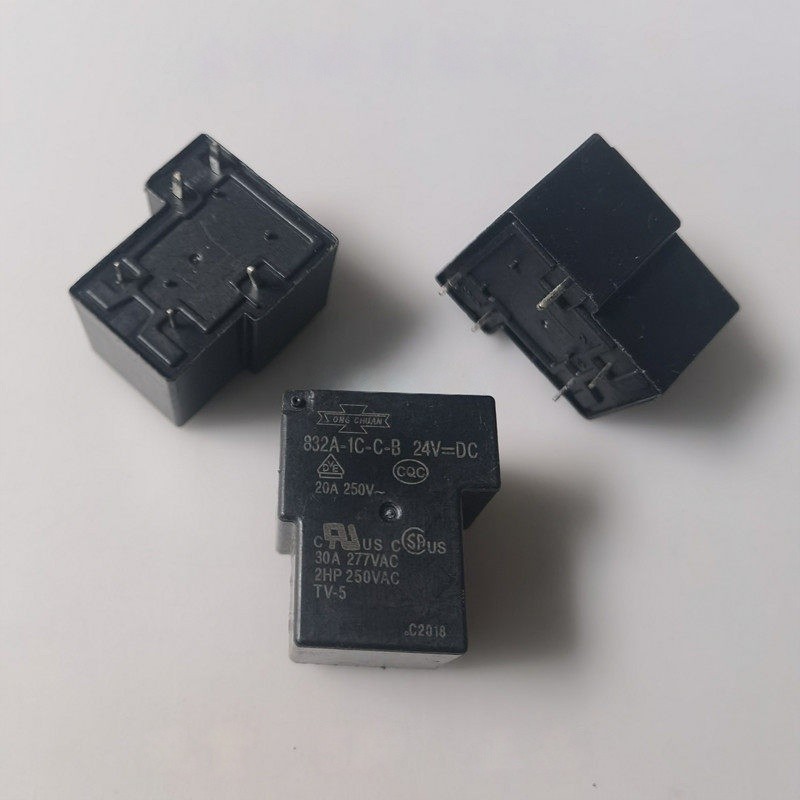 ((1 ชิ้น) ชิ้นส่วนอิเล็กทรอนิกส์ 832A-1C-CB 24VDC Matsukawa Relay 5 Pins 30A