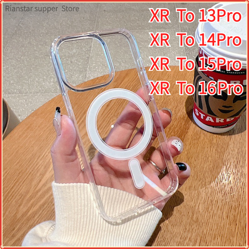 เคสโทรศัพท์แม่เหล็กสําหรับ DIY XR ถึง 13pro 14pro 15Pro 16pro ฝาครอบ xr เช่น 14pro 13pro กรณี Xr ใน 13pro 14pro xr ถึง 15pro 16pro ป้องกันปกหลัง