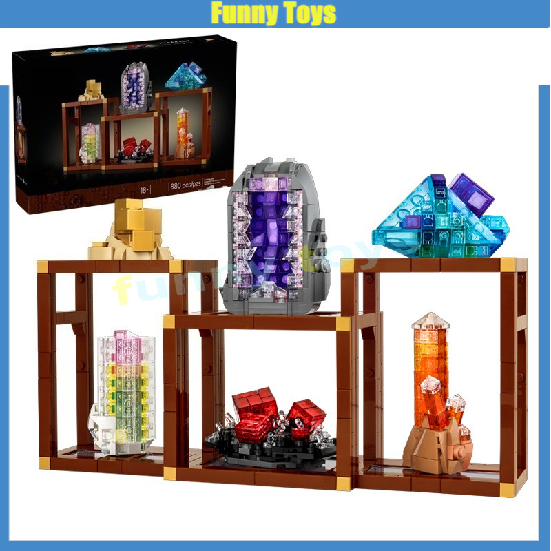 21362,Minerals,Building Blocks อัญมณีหลากสีรวมชั้นวางจอแสดงผลของเล่นของขวัญ