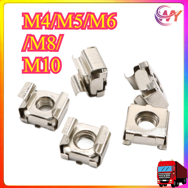 Cassette Nut Cage Floating Nut Square Snap Cabinet ชุบนิกเกิล M4/M5/M6/M8/M10 WY-MB