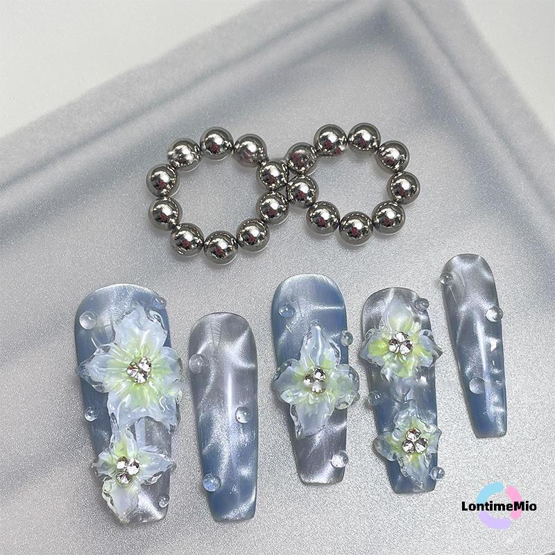 LontimeMio] Nail Art Round Magnet Bead Ice Flower Cats Eye Nail Art 10pcs ใหม่