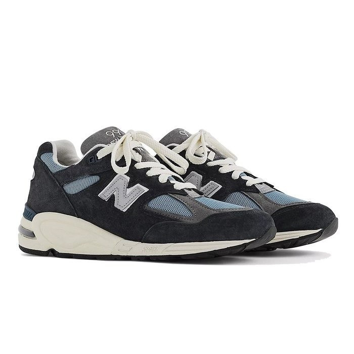 New Balance 990 NB V2 Dark Blue Navy สะท้อนแสง Suede Jogging ผู้ชายผู้หญิง M990TB2 H5RU