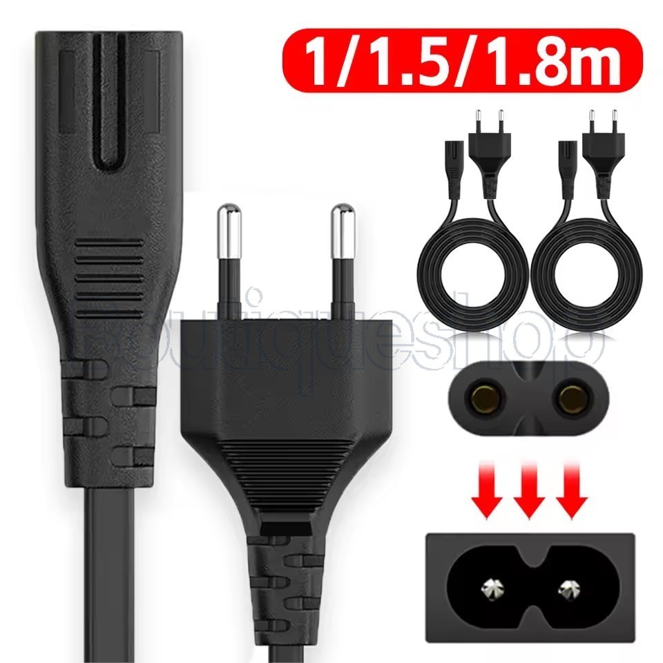 ยุโรป 2 Pin To C7 สายไฟ - IEC320 C7 สายไฟ - C7 รูป 8 Charger - EU Plug 2-Prong AC Supply สายปลั๊กสาย