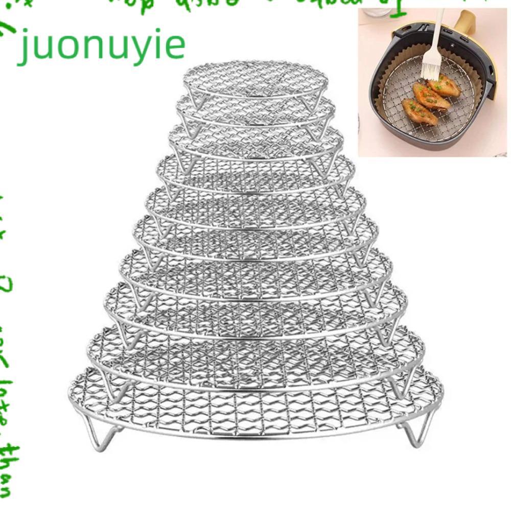 Juonuyie Air Fryer Rack, Stackable Stainless Steel Grid Grill, ทนทานพร้อมเท้ารอบ BBQ Home Kitchen เตาอบ Steamer Cooker