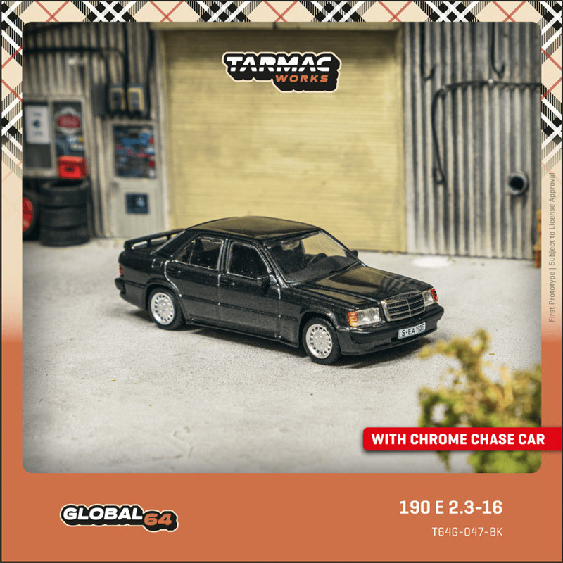 Tarmac Works 1:64 190 E 2.3-16 Black metallic รถโมเดลDiecast
