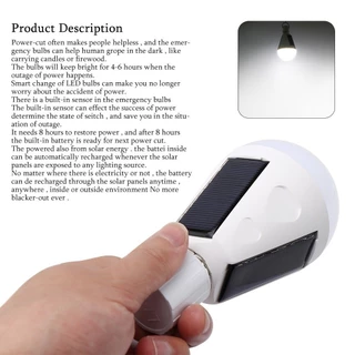 ORIEN หลอดไฟ LED แบบชาร์จไฟได้, 7W 12W 1200mAh หลอดไฟฉุกเฉินปราศจากการสั่นไหว, แบบพกพา E27 Family Camping Bulb Home