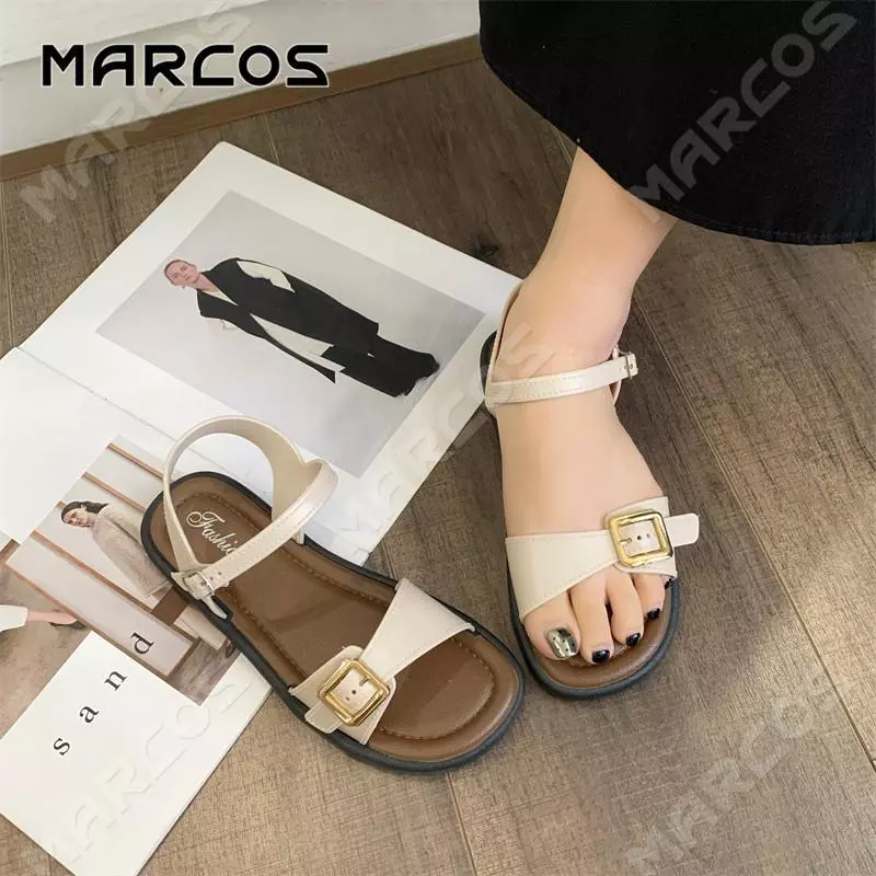 MARCOS รองเท้าแตะผู้หญิง พื้นนุ่ม ตกแต่งโลหะ รองเท้าแฟชั่นผู้หญิง ป้องกันลื่น สวมใส่สบาย รอง เ ทา แตะผู้หญิง #10